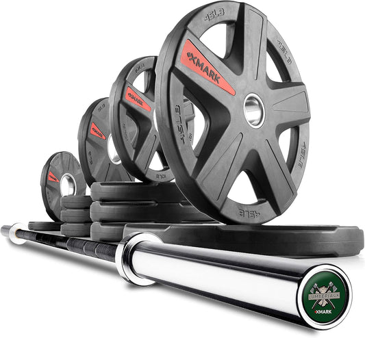 LUMBERJACK Weight Bar, Olympic Barbell with Weight Plates